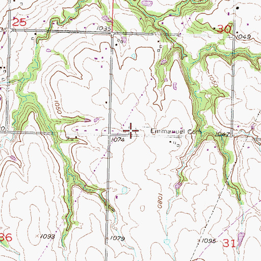 Topographic Map of Emmanuel Cemetery, KS