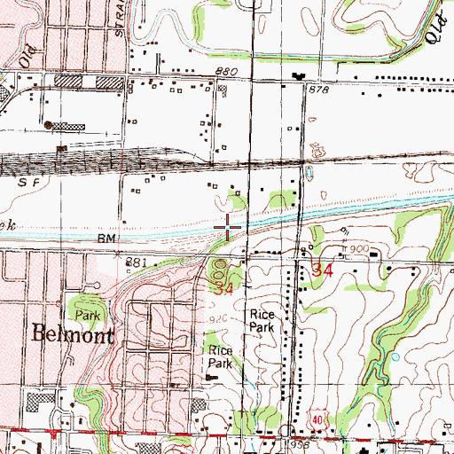 Topographic Map of Deer Creek, KS