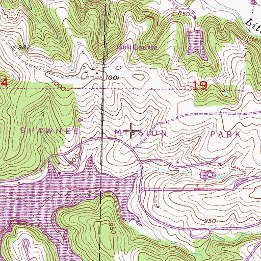 Topographic Map of Shawnee Mission Park, KS