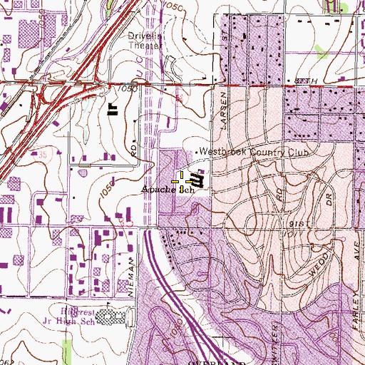 Topographic Map of Apache Elementary School, KS