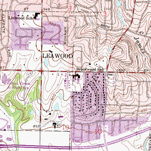 Topographic Map of Brookwood Elementary School, KS