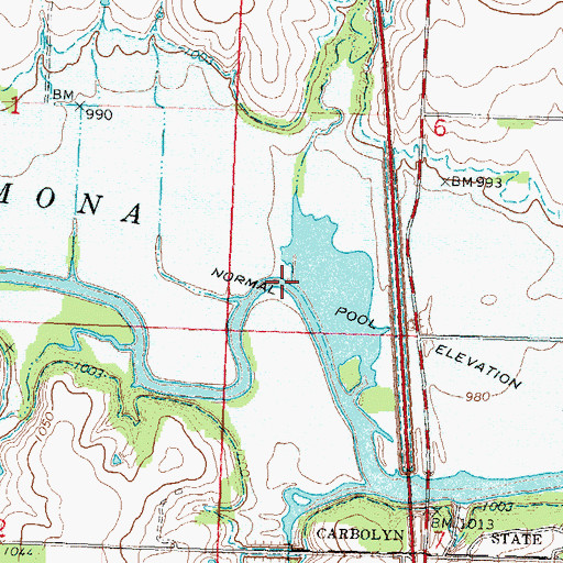 Topographic Map of Opossum Creek, KS