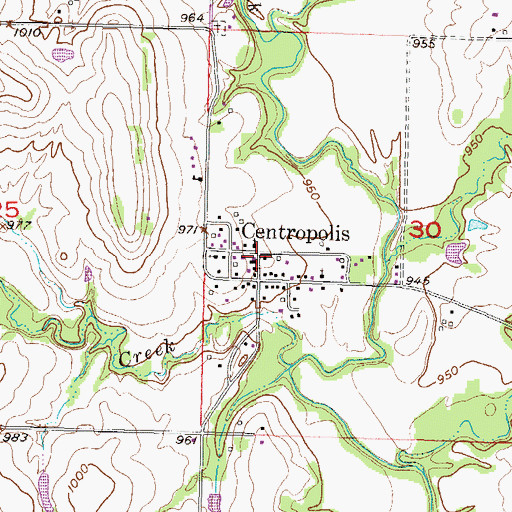 Topographic Map of Centropolis, KS