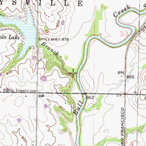 Topographic Map of Granny Branch, KS
