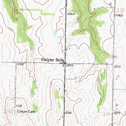 Topographic Map of Colyer School (historical), KS