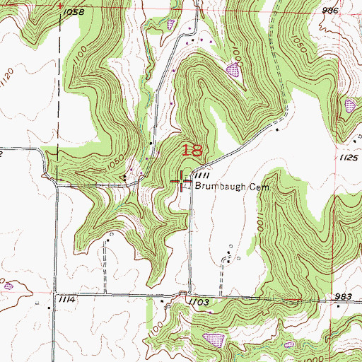 Topographic Map of Brumbaugh Cemetery, KS