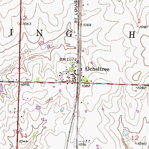 Topographic Map of Ocheltree, KS