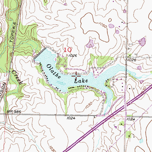 Topographic Map of Olathe Lake, KS