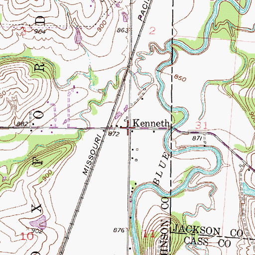 Topographic Map of Kenneth, KS
