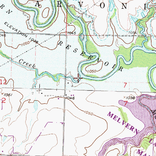 Topographic Map of Standifred Creek, KS