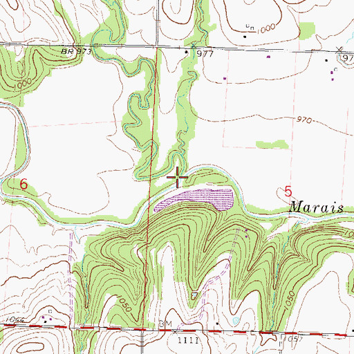 Topographic Map of Chicken Creek, KS