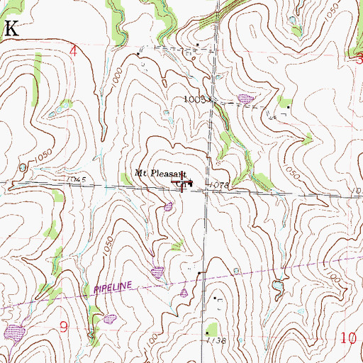 Topographic Map of Mount Pleasant Community Church, KS