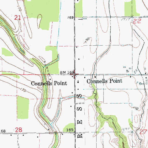 Topographic Map of Connells Point, AR