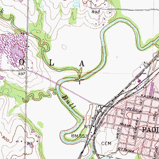 Topographic Map of Walnut Creek, KS