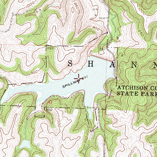 Topographic Map of Atchison State Fishing Lake and Widlife Area, KS