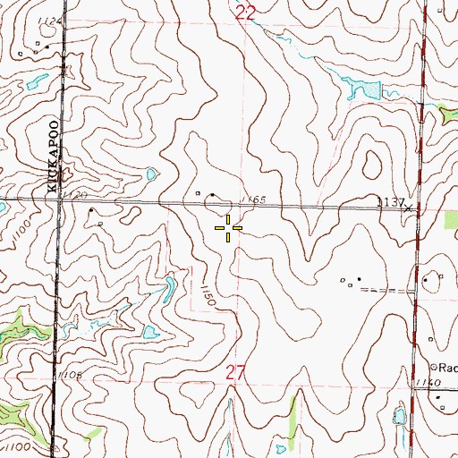 Topographic Map of Kickapoo Reservation, KS
