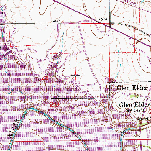 Topographic Map of Glen Elder State Park, KS