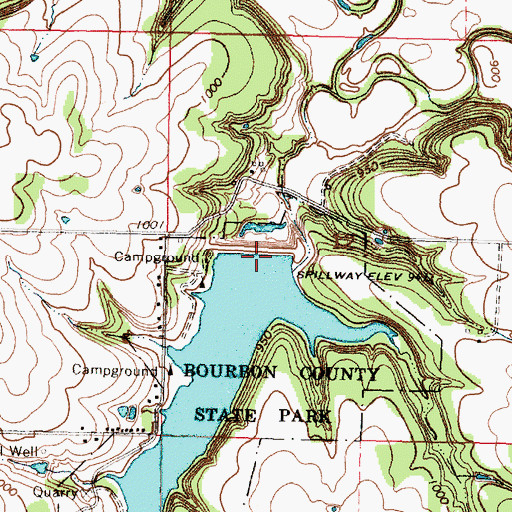Topographic Map of Bourbon County State Lake, KS