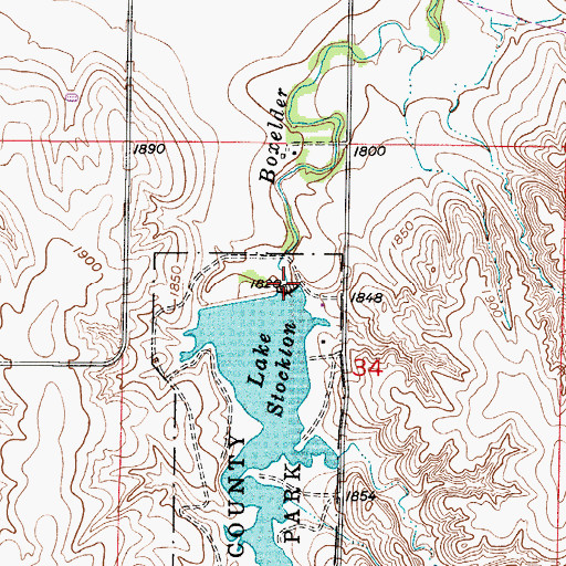 Topographic Map of Rooks County State Lake Dam, KS