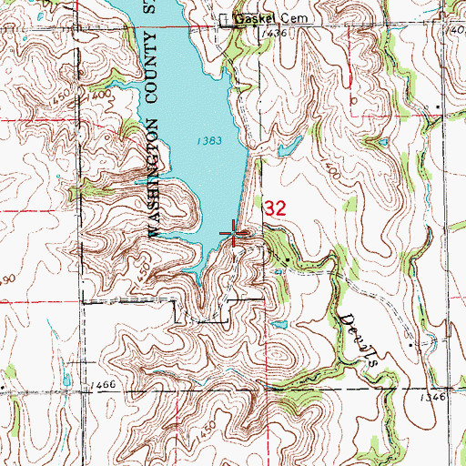 Topographic Map of Washington County State Lake Dam, KS
