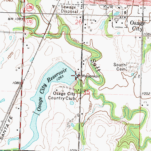 Topographic Map of Osage City Dam, KS