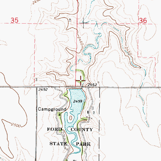 Topographic Map of Ford County Dam, KS