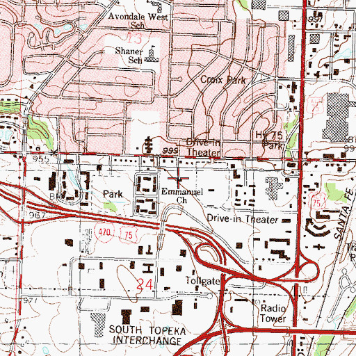 Topographic Map of Emmanuel Baptist Church, KS