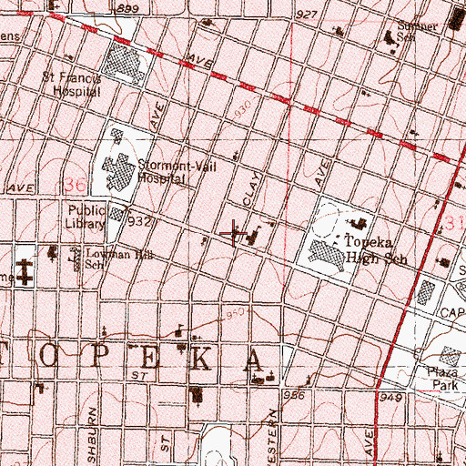 Topographic Map of Mater Dei Parish - Holy Name Church, KS