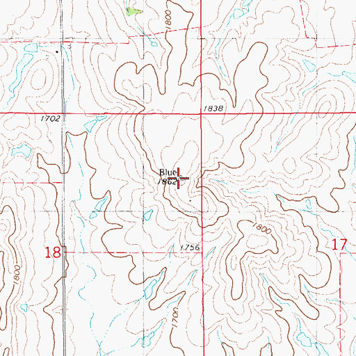 Topographic Map of Blue Hills, KS