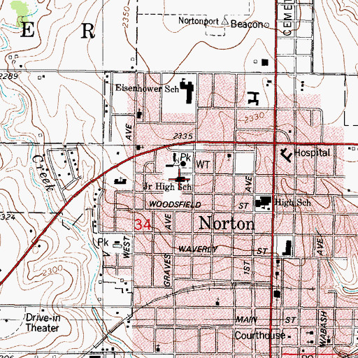 Topographic Map of Norton Junior High School, KS