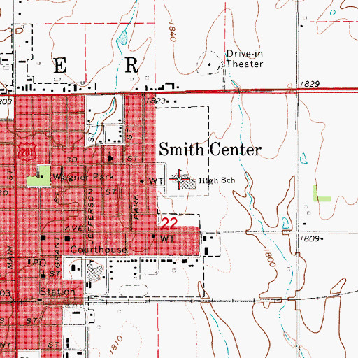 Topographic Map of Smith Center Junior / Senior High School, KS