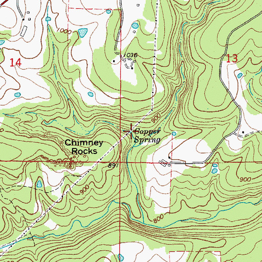 Topographic Map of Copper Spring, AR