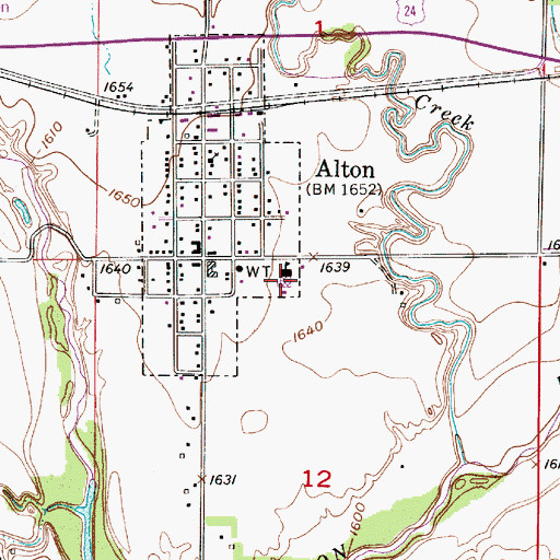 Topographic Map of Alton Elementary School, KS