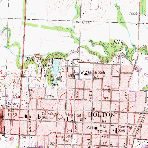 Topographic Map of Holton Middle School, KS