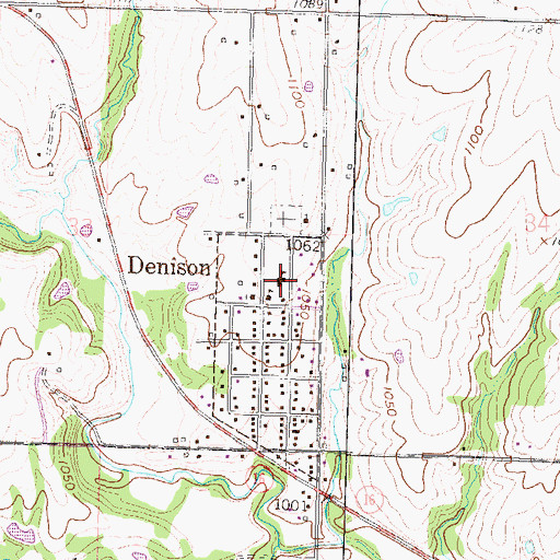 Topographic Map of Denison Elementary School, KS