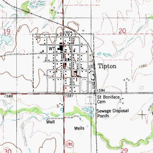 Topographic Map of Tipton Catholic Junior - Senior High School, KS