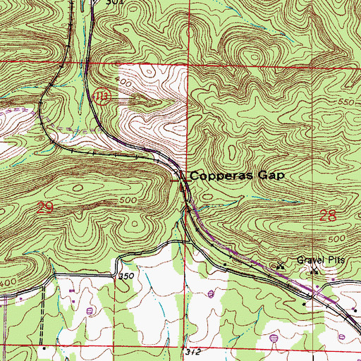 Topographic Map of Copperas Gap, AR