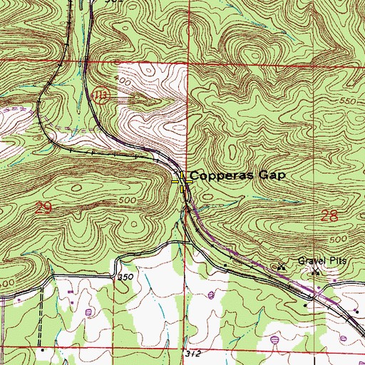 Topographic Map of Copperas Gap, AR