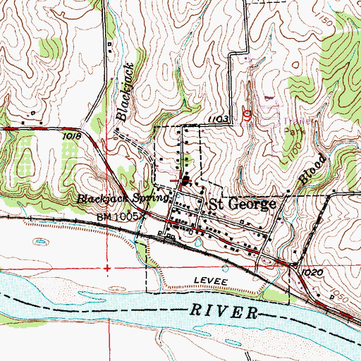 Topographic Map of Saint George High School, KS