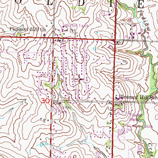 Topographic Map of Pleasant Hill United Methodist Church, KS