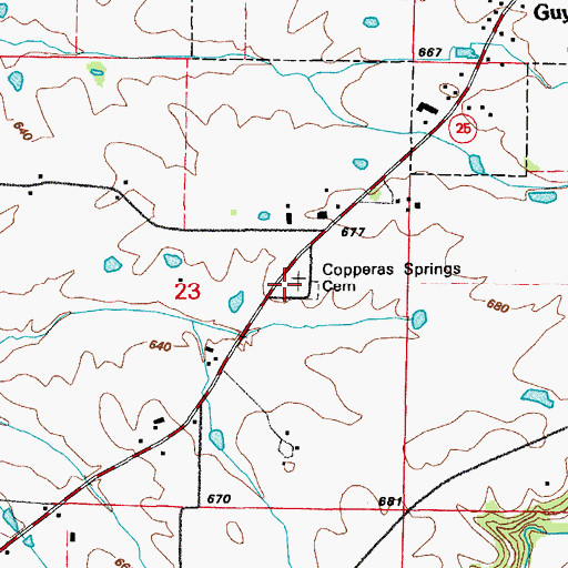 Topographic Map of Copperas Springs Cemetery, AR