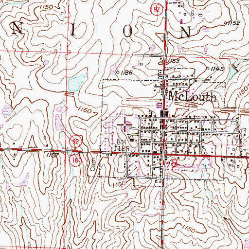 Topographic Map of McLouth High School, KS