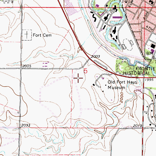 Topographic Map of Fort Hays (historical), KS