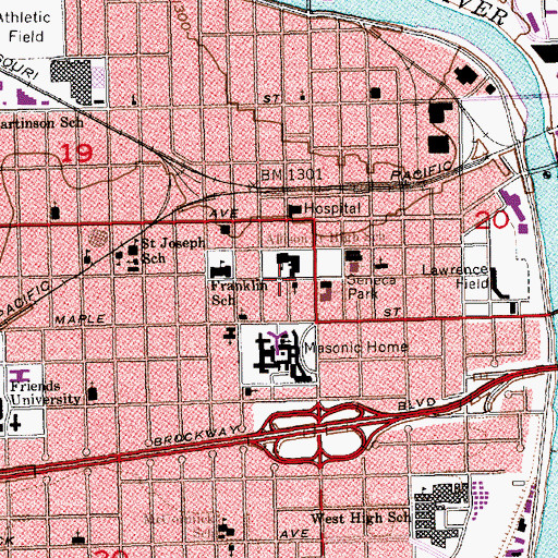 Topographic Map of First Foursquare Gospel Church, KS
