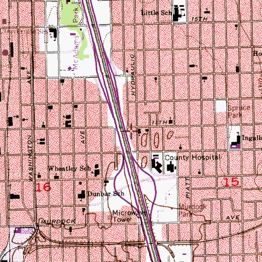 Topographic Map of Eleventh Street Church of Christ, KS