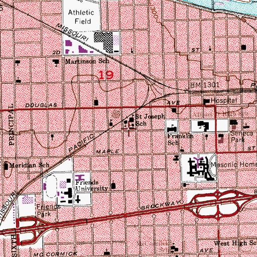 Topographic Map of Saint Joseph Roman Catholic Church, KS