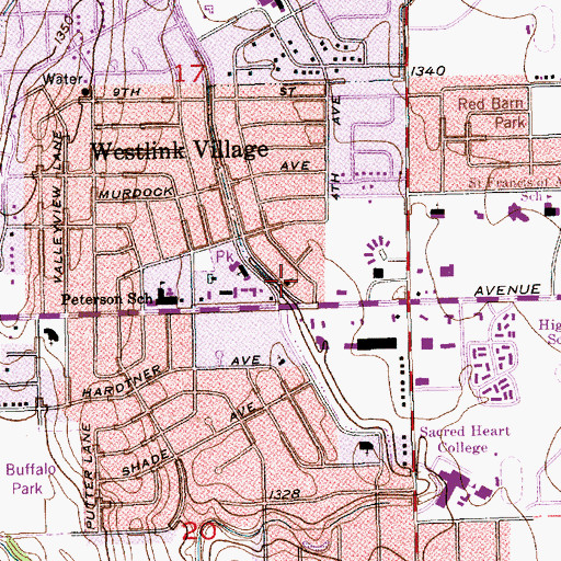 Topographic Map of Westlink Regular Baptist Church, KS