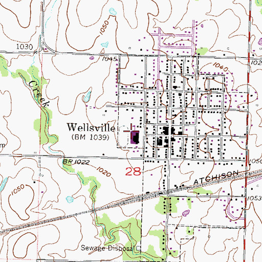 Topographic Map of Wellsville High School, KS