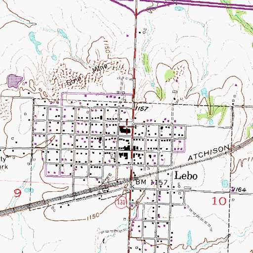 Topographic Map of Lebo Elementary School, KS