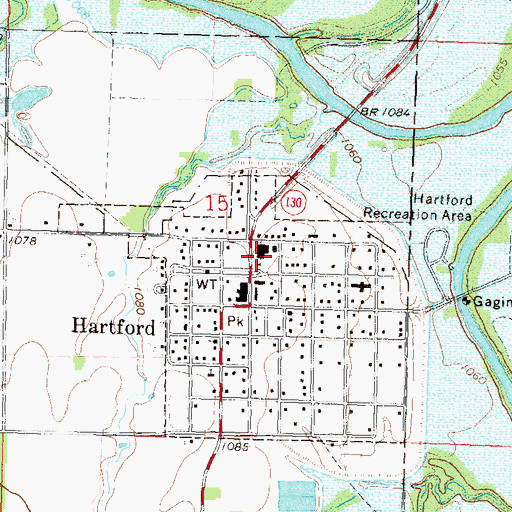 Topographic Map of Hartford Junior / Senior High School, KS